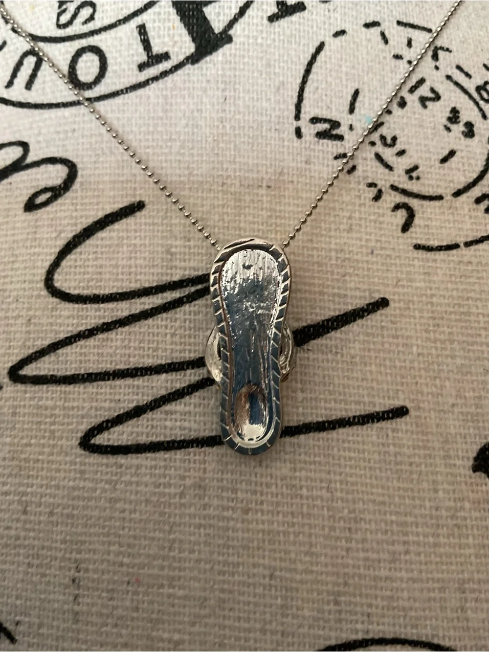 Beachy Green Flip-Flop Pendant Necklace with Crystal Accents
